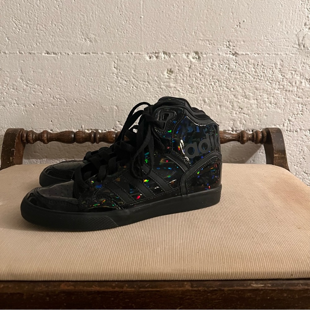 NWOB Adidas 7 Extaball Black Iridescent High Top Sneaker Holographic Basketball
